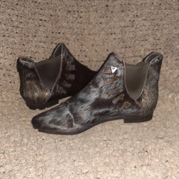 HOUSE OF HARLOW 1960-Beatrice-Metallic Bronze Calf-Hair-Chelsea Bootie-Sz36-NWOB - Picture 5 of 7